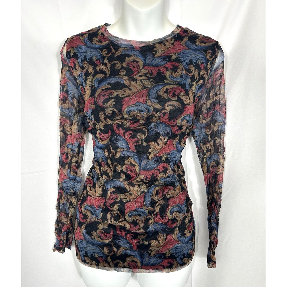 Womens Y2K Sheer Floral Mesh Top 90s Witchy Vamp Boho‎ Romantic Goth Coquette
